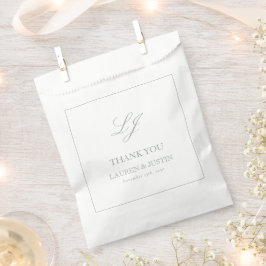 Monogram Sage Green Elegant Danke Hochzeit Geschenktütchen