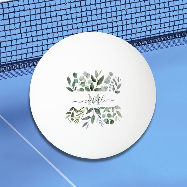 Monogram Sage Green Eucalyptus Greenerenerenerity  Tischtennisball (In situ)
