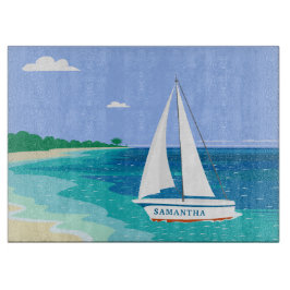 Monogram Sailboat Coastal Tropical Cutting Board Schneidebrett