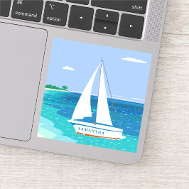 Monogram Sailboat Ocean Tropical Seaview Aufkleber