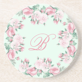 Monogram Sandstone Untersetzer Floral Rose Custom