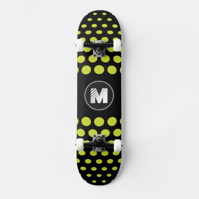 Monogram-Säure-Polka-Dots-Muster Skateboard (Vorderseite)
