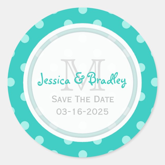 Monogram Save the Date Stickers Punkt BG (Vorderseite)
