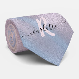 Monogram Schimmerndes Roségold und Babyblau Ombre Krawatte