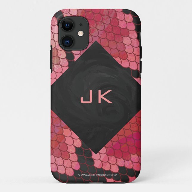 Monogram Schlange Schwarz und Rot Case-Mate iPhone Hülle (Rückseite)