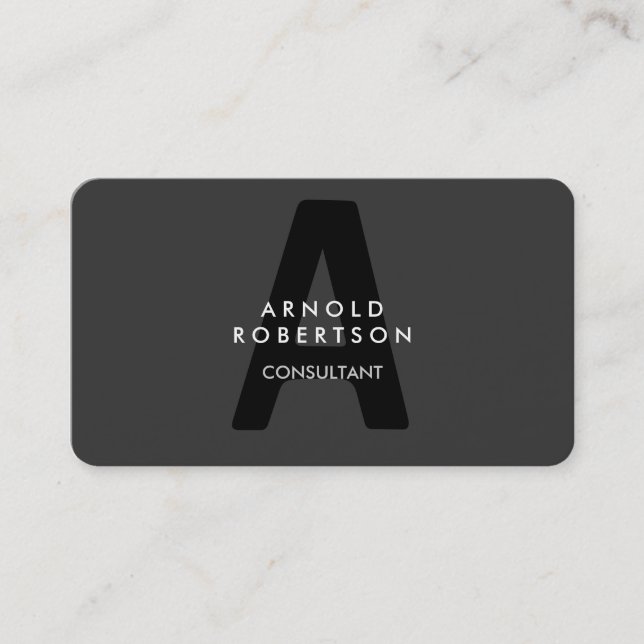 Monogram Schlicht Gray Trendy Business Card anpass Visitenkarte (Vorderseite)