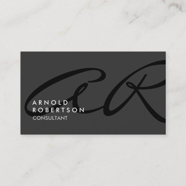Monogram Schlicht Gray Trendy Business Card anpass Visitenkarte (Vorderseite)