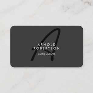 Monogram Schlicht Gray Trendy Business Card anpass Visitenkarte