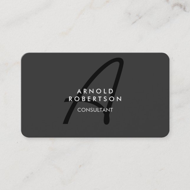 Monogram Schlicht Gray Trendy Business Card anpass Visitenkarte (Vorderseite)