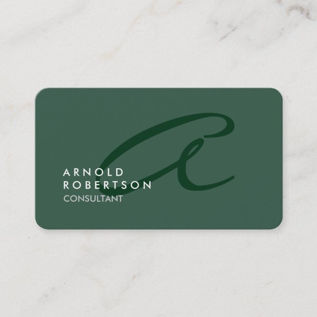 Monogram Schlicht Grey Green Trendy anpassen Visitenkarte (Vorderseite)