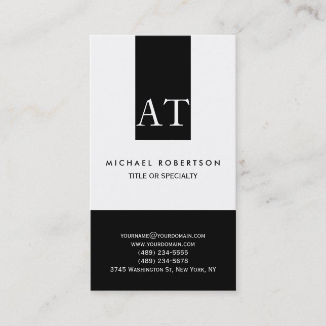 Monogram Schlicht Simple Consultant Business Card Visitenkarte (Vorderseite)