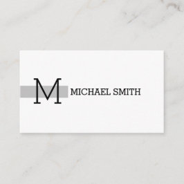 Monogram Schlicht White Elegant Modernes Silber Visitenkarte