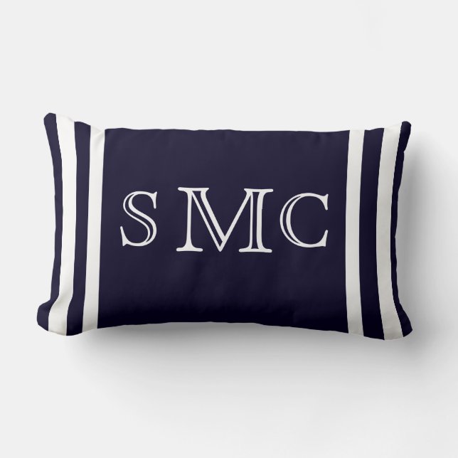 MONOGRAM schlichtes Kissen für die Marine in Blau  (Vorderseite)