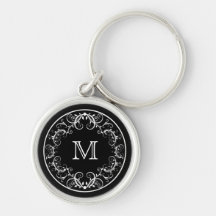 Monogram Schlüsselanhänger Elegant Schwarz und Wei