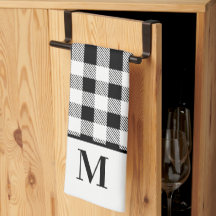 Monogram Schwarz-weiß Buffalo Kariert Bath Handtuc