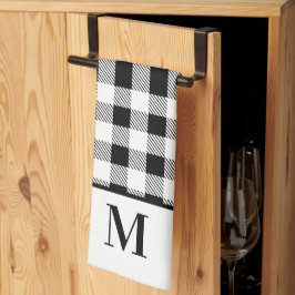 Monogram Schwarz-weiß Buffalo Kariert Bath Handtuc Geschirrtuch