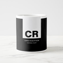 Monogram Schwarz-weiß Create Custom Gift Jumbo-Tasse