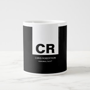 Monogram Schwarz-weiß Create Custom Gift Jumbo-Tasse