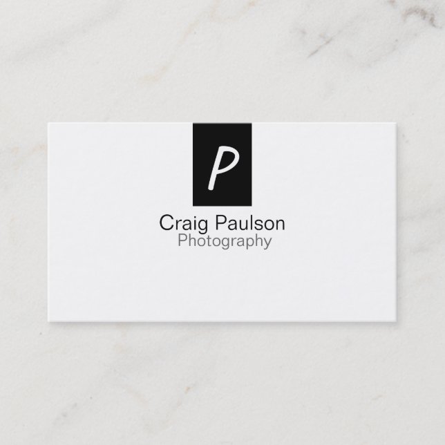 Monogram Schwarz-weiß Fotografy Business Card Visitenkarte (Vorderseite)