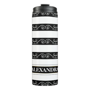 Monogram, Schwarz-weiß gestreift Thermosbecher
