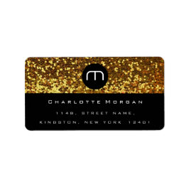 Monogram Schwarz-weiß Gold Glitzer Logo UAWG Adressaufkleber