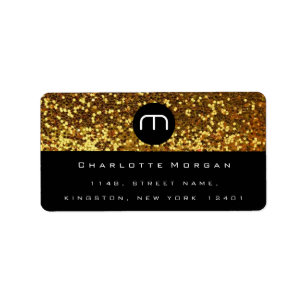 Monogram Schwarz-weiß Gold Glitzer Logo UAWG Adressaufkleber