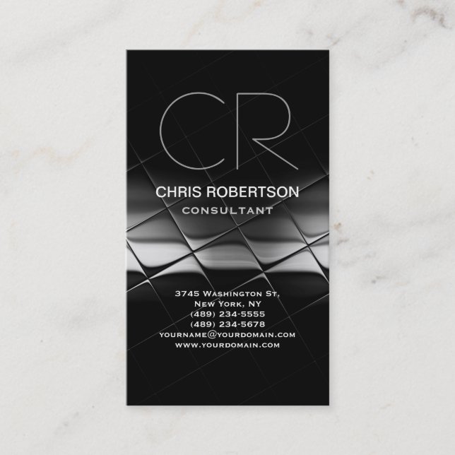 Monogram Schwarz-weiß Gray Consultant Business Car Visitenkarte (Vorderseite)