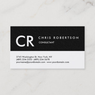 Monogram Schwarz-weiß Gray Texture Business Card Visitenkarte