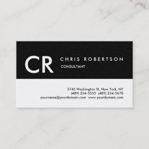 Monogram Schwarz-weiß Gray Texture Business Card Visitenkarte