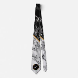 Monogram Schwarz-weiß Marble Stone Elegant Neck Ti Krawatte