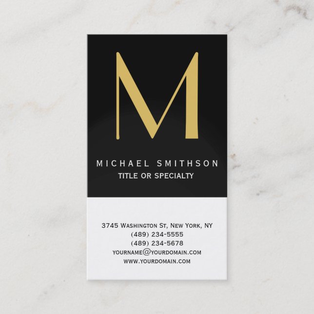 Monogram Schwarz-weiß Modern Simple Business Card Visitenkarte (Vorderseite)