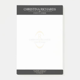 Monogram Schwarz-weiß Modernes, elegantes Business Post-it Klebezettel