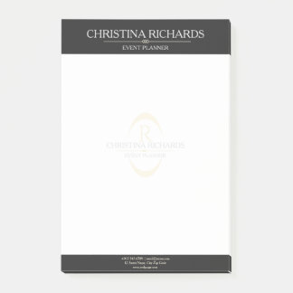 Monogram Schwarz-weiß Modernes, elegantes Business Post-it Klebezettel