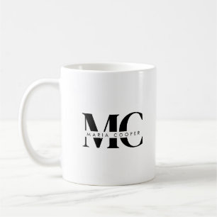 Monogram Schwarz-weiß Modernes Minimalistisches El Kaffeetasse