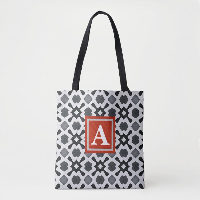 Monogram | Schwarz-Weiß-Muster-Tasche Tasche (Vorderseite)