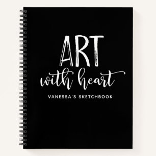 Monogram Schwarz-weiß Script Artist Sketchbook Notizbuch
