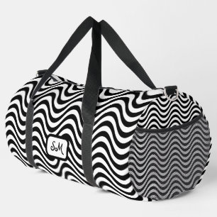 Monogram Schwarz-weiß Wavy Stripes Psychedelic Duffle Bag