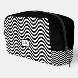 Monogram Schwarz-weiß Wavy Stripes Psychedelic Waschbeutel