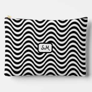 Monogram Schwarz-weiß Wavy Stripes Psychedelic Zubehörtasche
