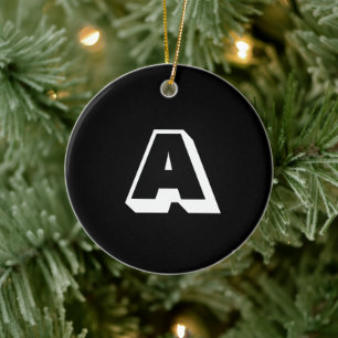 Monogram Schwarz-weiße benutzerdefinierte Anfangs Keramik Ornament