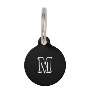 Monogram Schwarz-weiße dog cat name contact info Haustiermarke