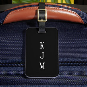 Monogram Schwarz-weiße Initialen Name Geschenk Gef Gepäckanhänger