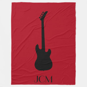 Monogram Schwarzer E-Bass / Dunkelrot Fleecedecke