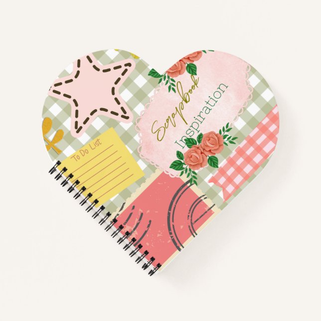 Monogram Scrapbook Inspiration Modernes Retro Rosa Notizbuch (Vorderseite)