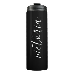 Monogram Script Black Therbler Thermosbecher