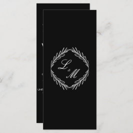 Monogram Script Branch Black W Wedding Program Menükarte