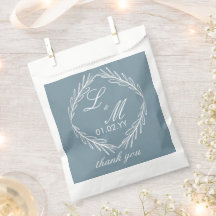 Monogram Script Branch Dusty Blue Wedding