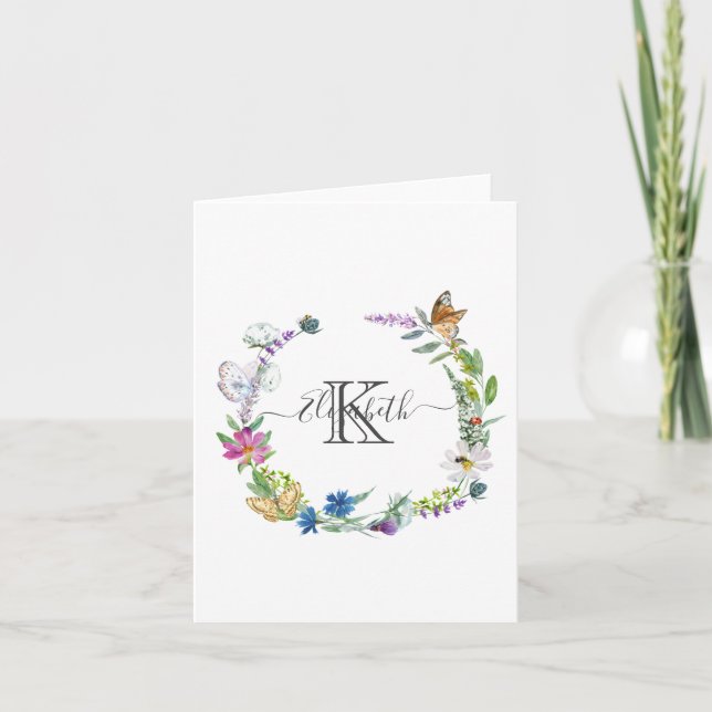 Monogram Script Calligraphy Butterfys Blume N (Vorderseite)