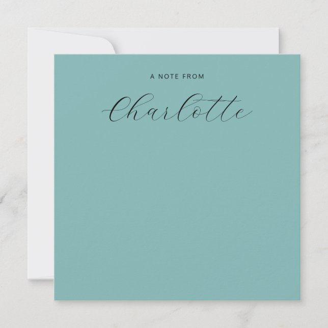 Monogram Script Calligraphy Dusty Blue Mitteilungskarte (Vorderseite)