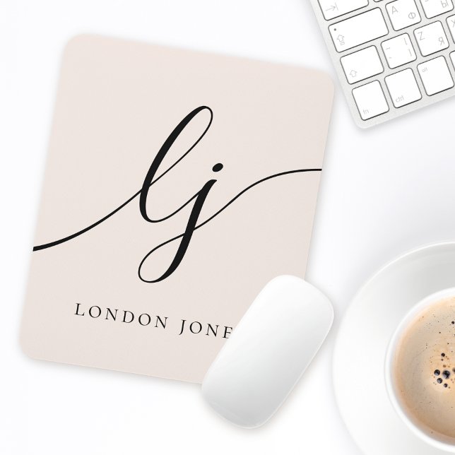Monogram Script Calligraphy Elegant Feminine Mousepad (Von Creator hochgeladen)